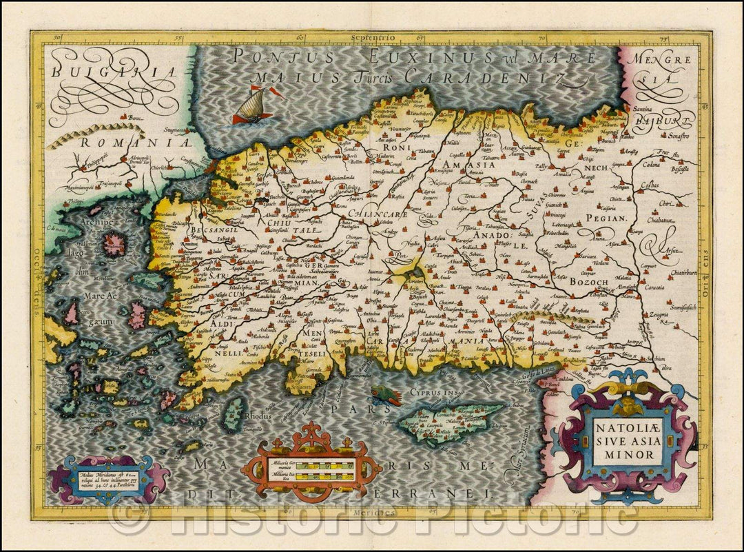 Historic Map - Natoliae Sive Asia Minor [shows Cyprus], 1619, Jodocus Hondius - Vintage Wall Art