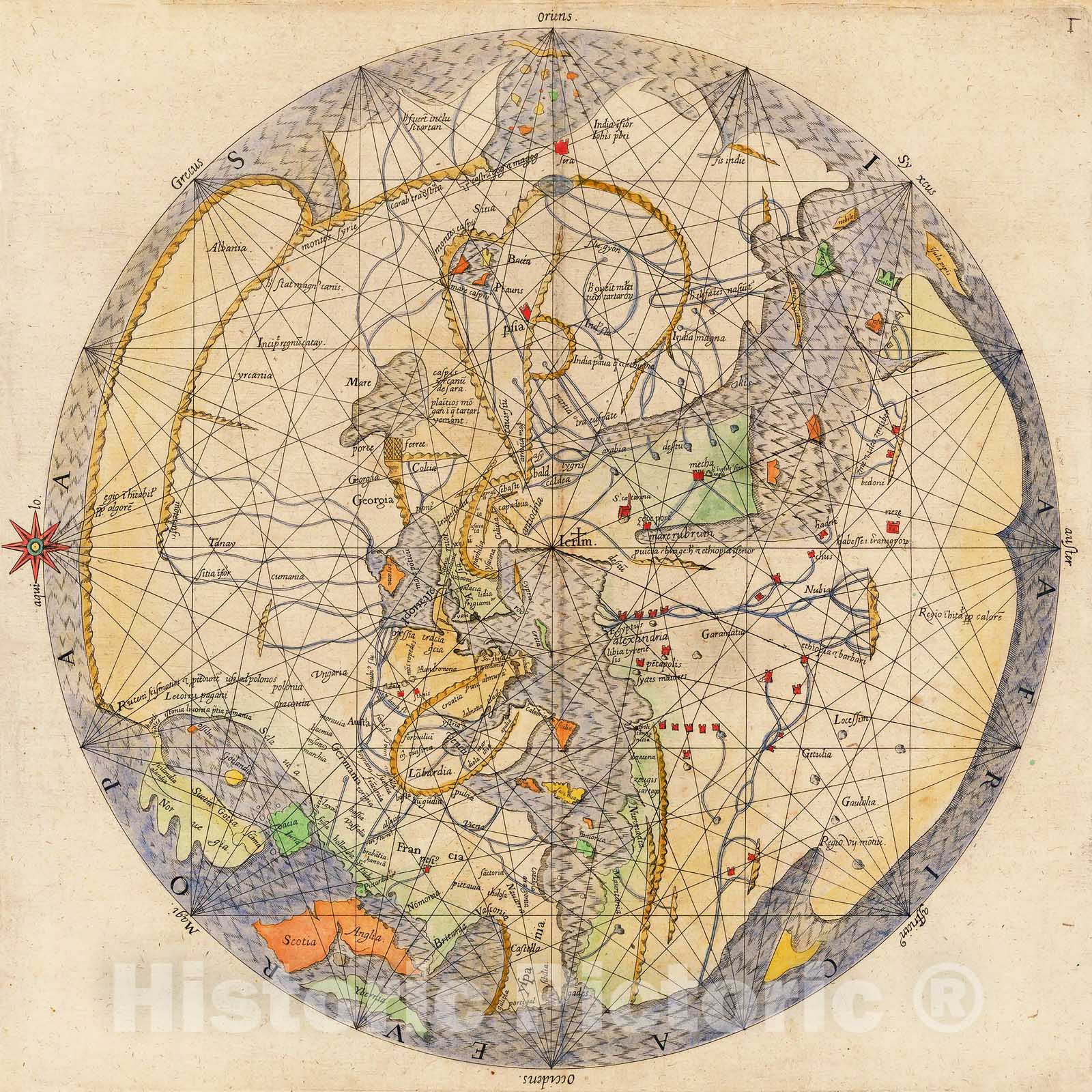 Historic Map - [circa 1311 Portolano Map of the World ]/[Around 1311 Portolano Map of the World], 1611, Johann Bongars - Vintage Wall Art