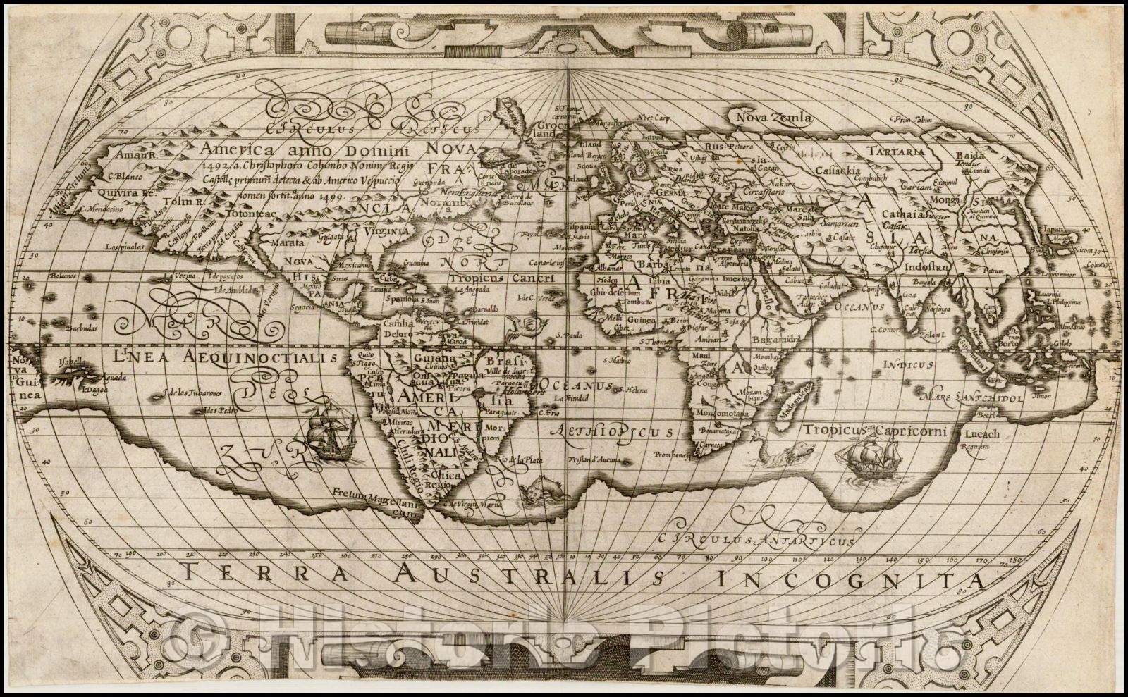 Historic Map - Map of the World, 1600, Ephraim Pagitt - Vintage Wall Art