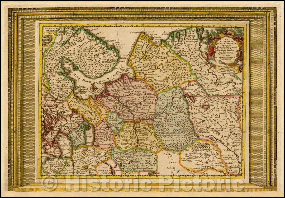 Historic Map - La Moscovie Septentrionale Suivant les Nouvelles Observations :: Vander Aa's of the northern part of European Russia.?, 1700, Pieter van der Aa - Vintage Wall Art