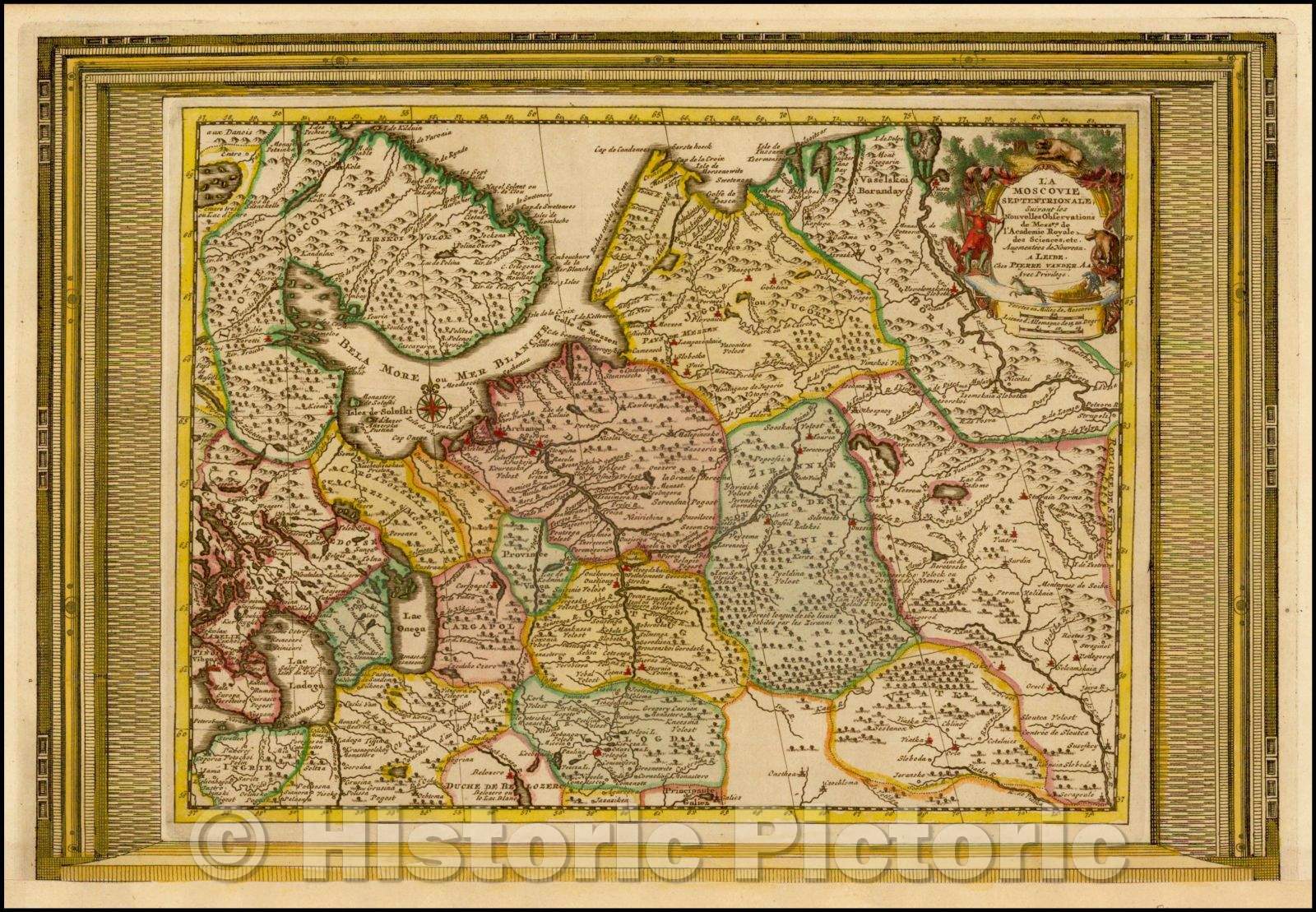 Historic Map - La Moscovie Septentrionale Suivant les Nouvelles Observations :: Vander Aa's of the northern part of European Russia.?, 1700, Pieter van der Aa - Vintage Wall Art