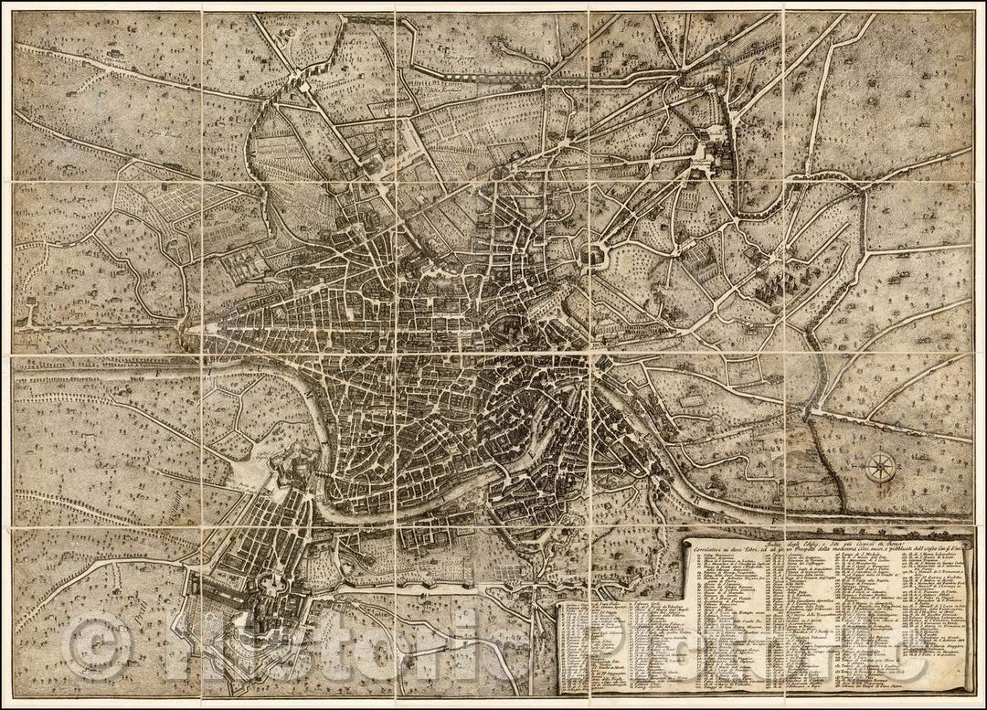 Historic Map - [Nuova Pianta di Roma in Prospettiva Dedicata a Sua Eccellenza il / 18th Century Plan of Rome, engraved by Giuseppe Vasi, 1781, Giuseppe Vasi - Vintage Wall Art