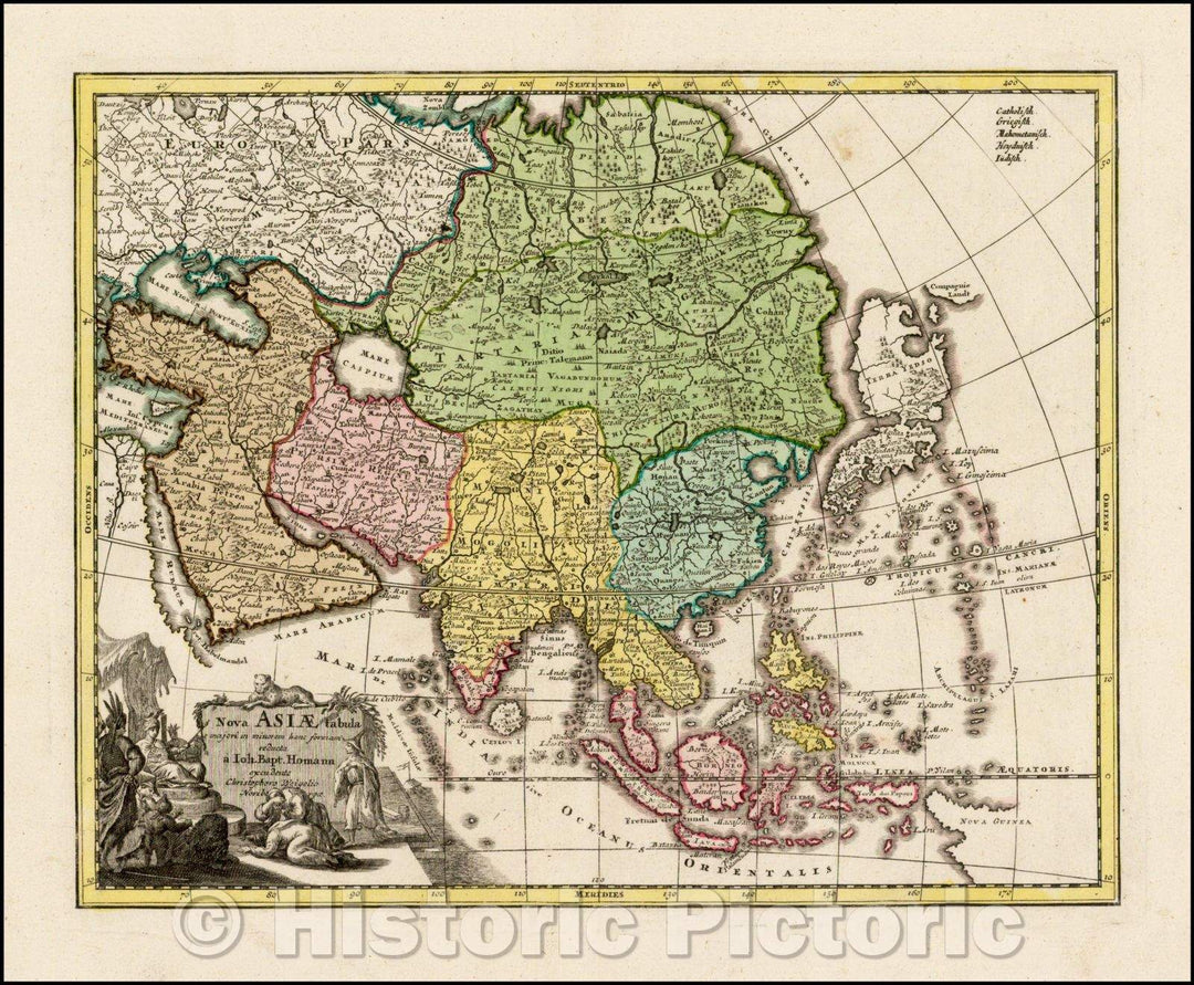 Historic Map - Nova Asiae tabula/A new map of Asia, 1718, Christopher Weigel - Vintage Wall Art