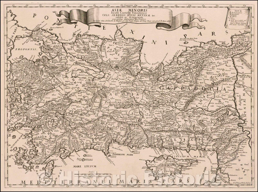 Historic Map - Asia Minoris Iacobi Cantelli Vineolensis/Map of Asia Minor and Cyprus and neighboring Regions by Cantelli da Vignola, 1686 - Vintage Wall Art