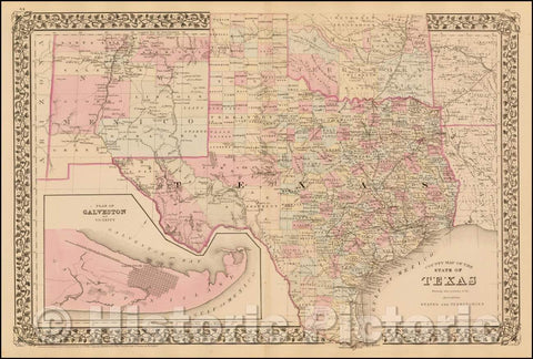 Historic Map - County Map of The State of Texas Showing also portions of the Adjoining States and Territories, 1879, Samuel Augustus Mitchell Jr. v3