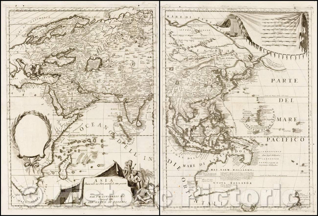 Historic Map - Asia Divisa nelle sue Parti secondo lo stato presente, 1690, Vincenzo Maria Coronelli - Vintage Wall Art