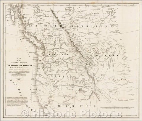 Historic Map - Map of the United States Territory of Oregon West of the Rocky Mountains, 1838, Washington Hood v1