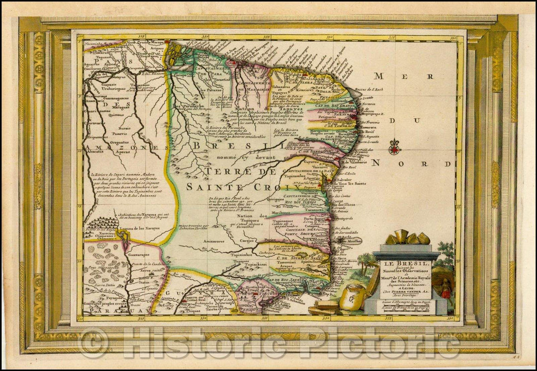 Historic Map - Le Bresil Suivant les Nouvelles Observations/Vander Aa's Map of Brazil, 1713, Pieter van der Aa - Vintage Wall Art