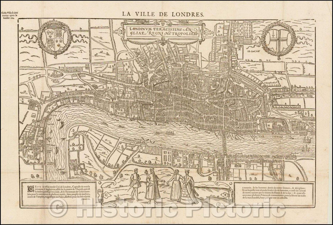 Historic Map - La Ville De Londres. Londinum Feracissimi Angliae Regni Metropolis/La Ville de Londres. London, England Kingdom metropolis Feracissimi, 1575 - Vintage Wall Art