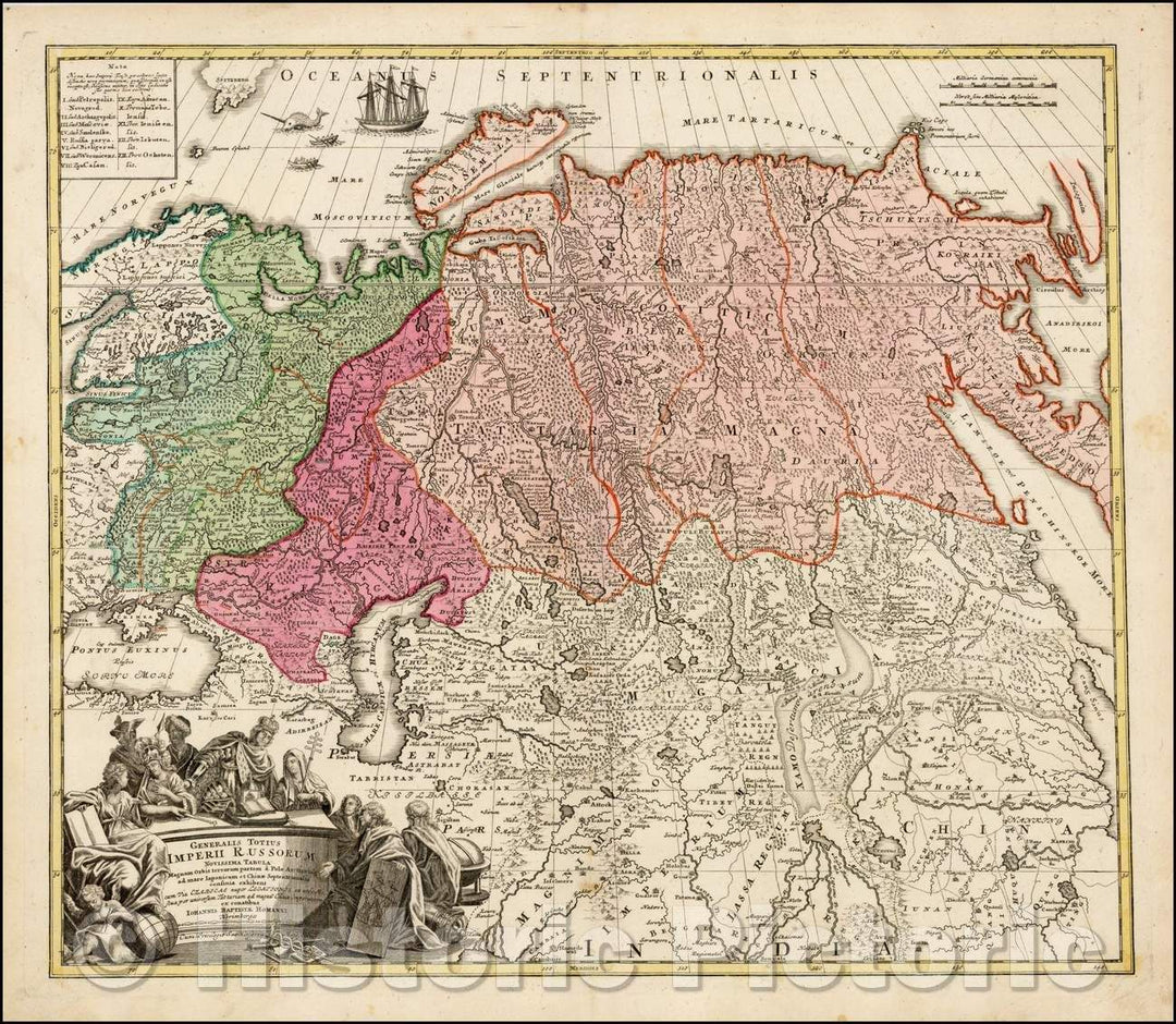 Historic Map - Generalis Totius Imperii Russorum Novissima Tabula Magnam Orbis terrarum partem a Polo Arctico et Chinae Septentrionalis, 1720 - Vintage Wall Art