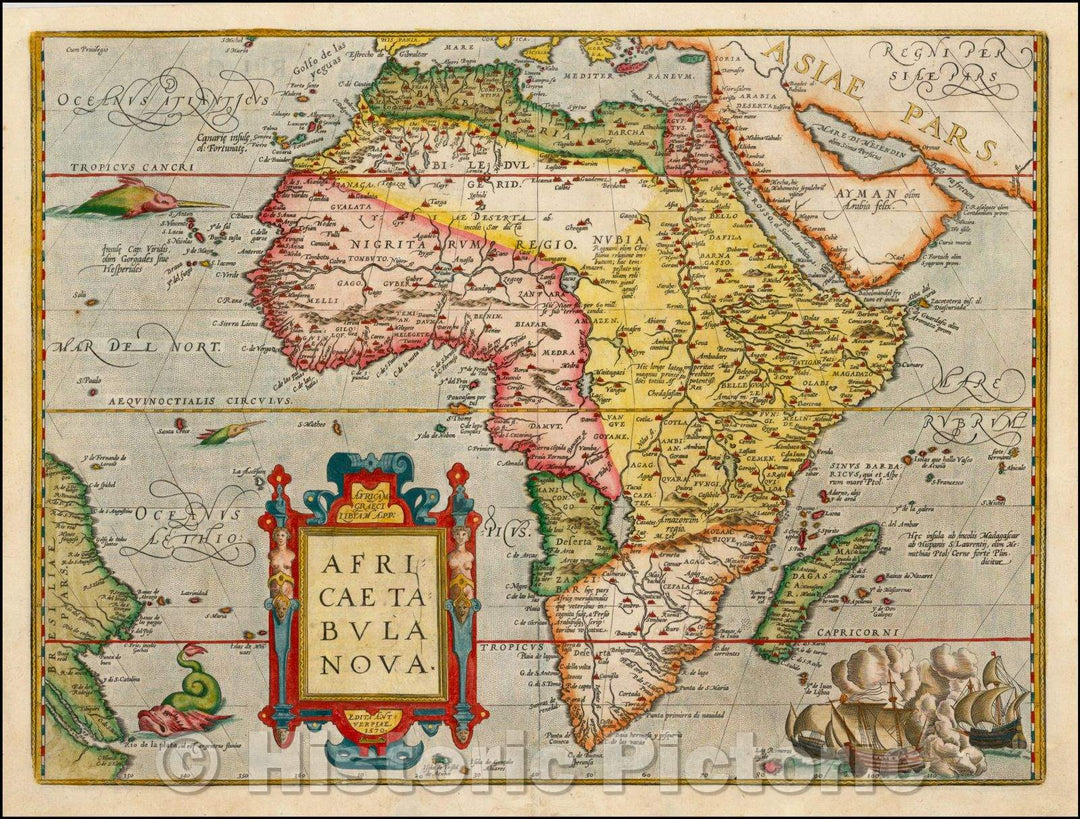 Historic Map - Africae Tabula Nova, 1602, Abraham Ortelius - Vintage Wall Art