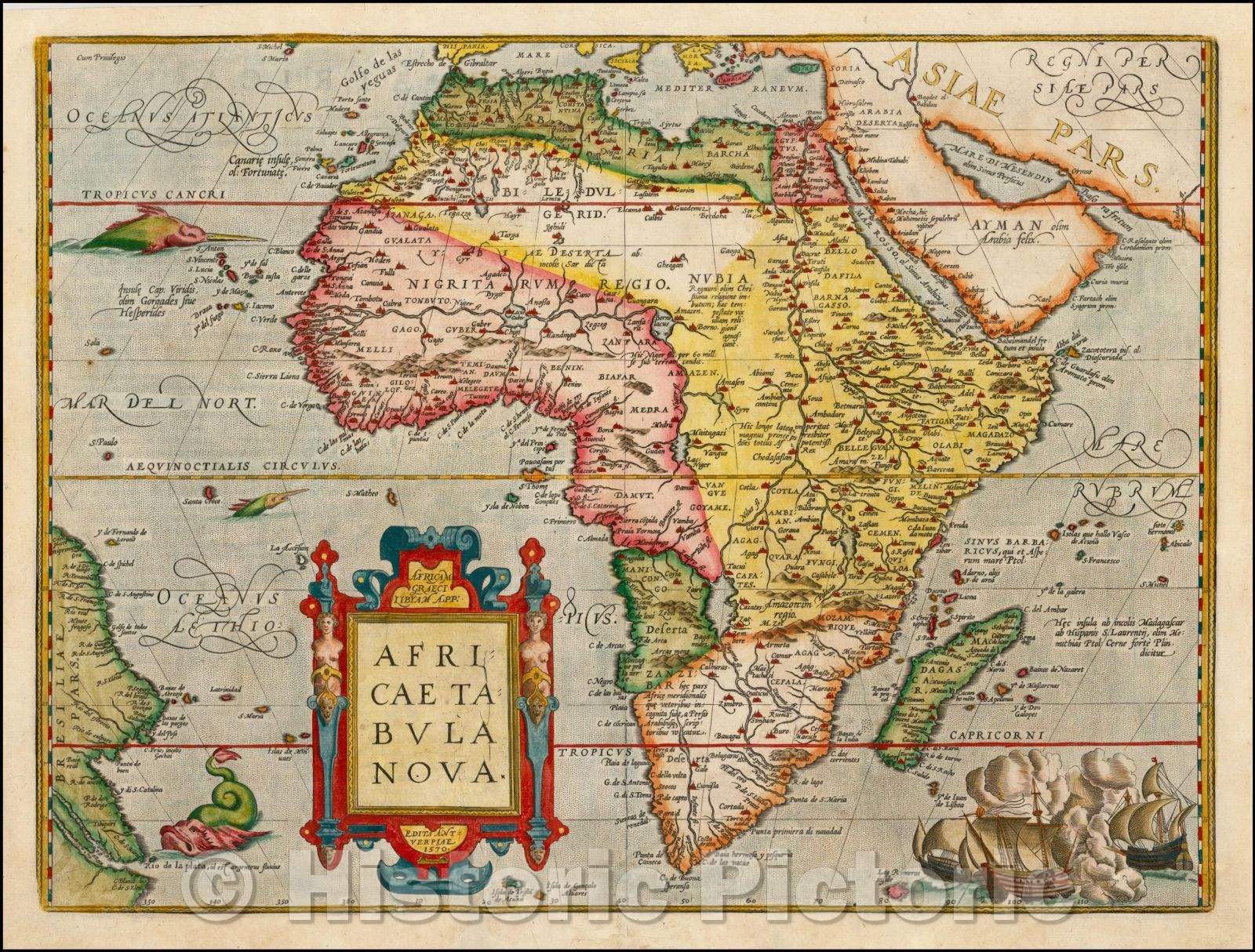 Historic Map - Africae Tabula Nova, 1602, Abraham Ortelius - Vintage Wall Art