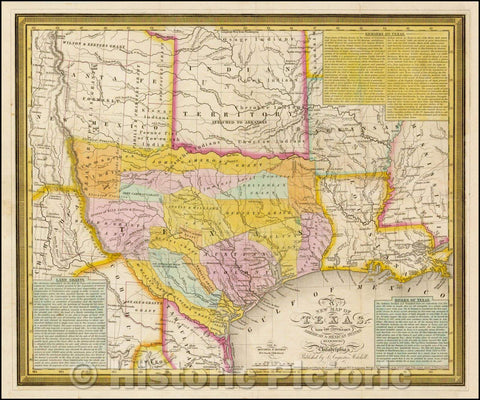 Historic Map - A New Map of Texas, with the Contiguous American & Mexican States, 1836, Samuel Augustus Mitchell - Vintage Wall Art