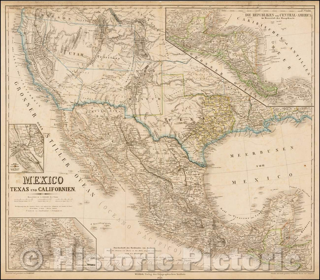 Historic Map - Mexico, Texas und Californien, 1853, Heinrich Kiepert v1