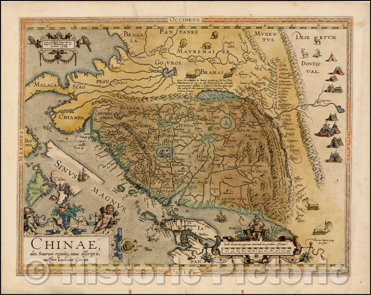 Historic Map - Chinae, olim Sinarum regionis nova descriptio auctore Ludovico Georgio, 1584, Abraham Ortelius - Vintage Wall Art