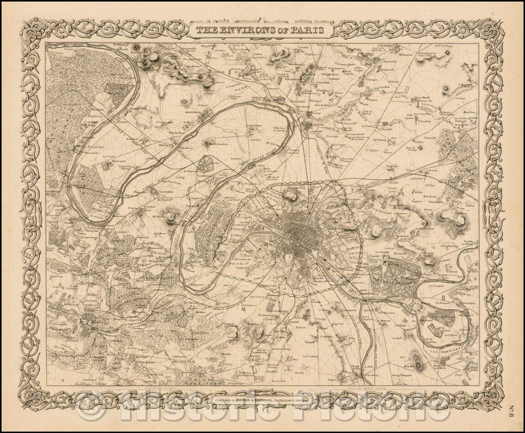 Historic Map - The Environs of Paris, 1855, Joseph Hutchins Colton v2