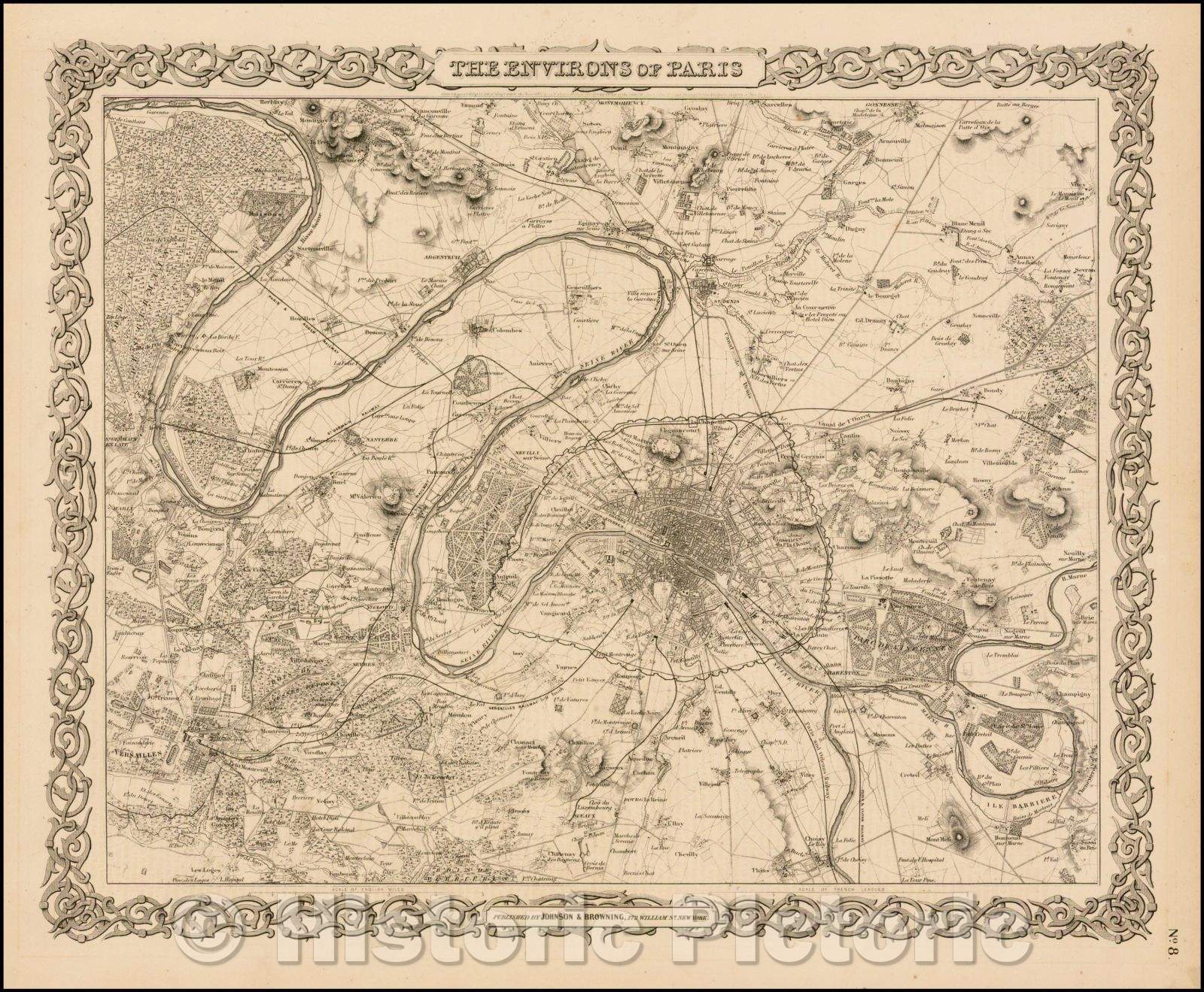 Historic Map - The Environs of Paris, 1855, Joseph Hutchins Colton v2