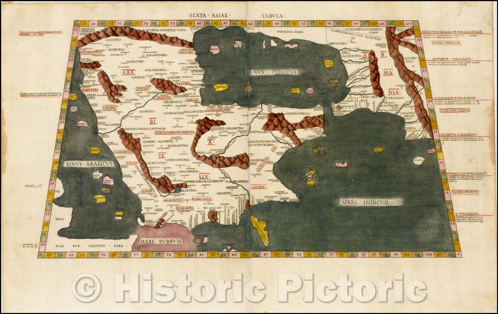 Historic Map - Sexta Asiae Tabula Arabia, 1478, Claudius Ptolemy - Vintage Wall Art