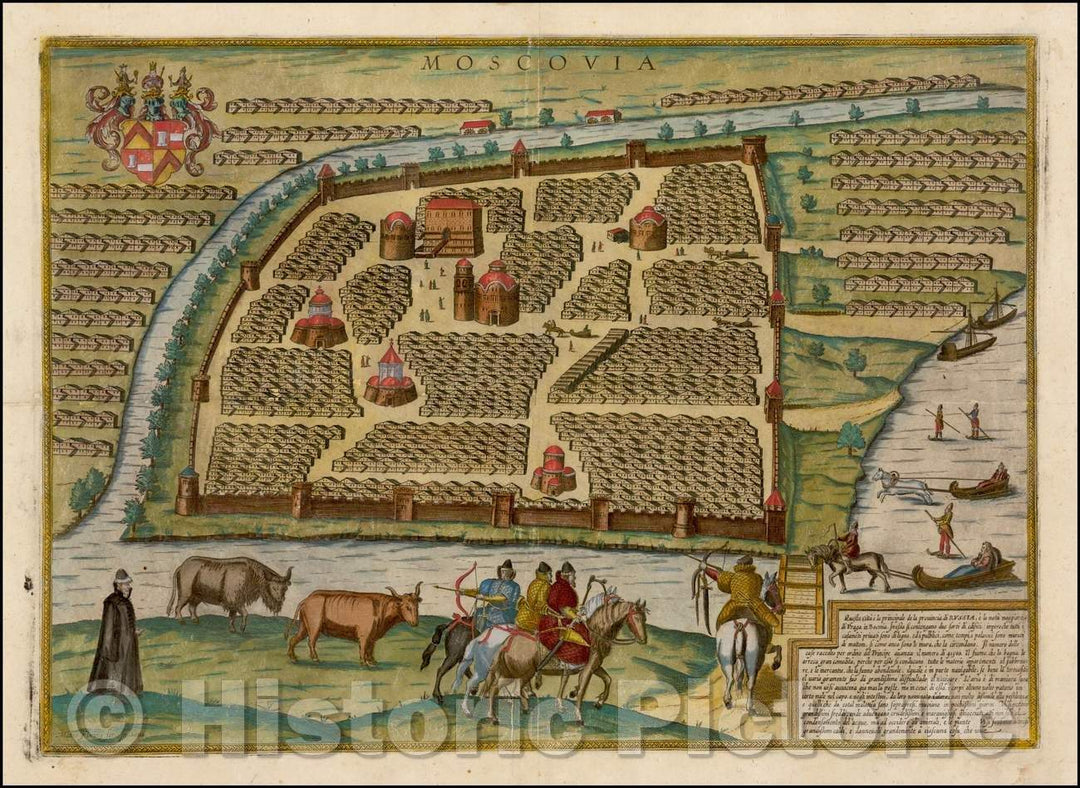 Historic Map - Moscovia - Questa Citta e la Principale de la Provincia di Russia :: Italian View of Moscow, 1600 - Vintage Wall Art