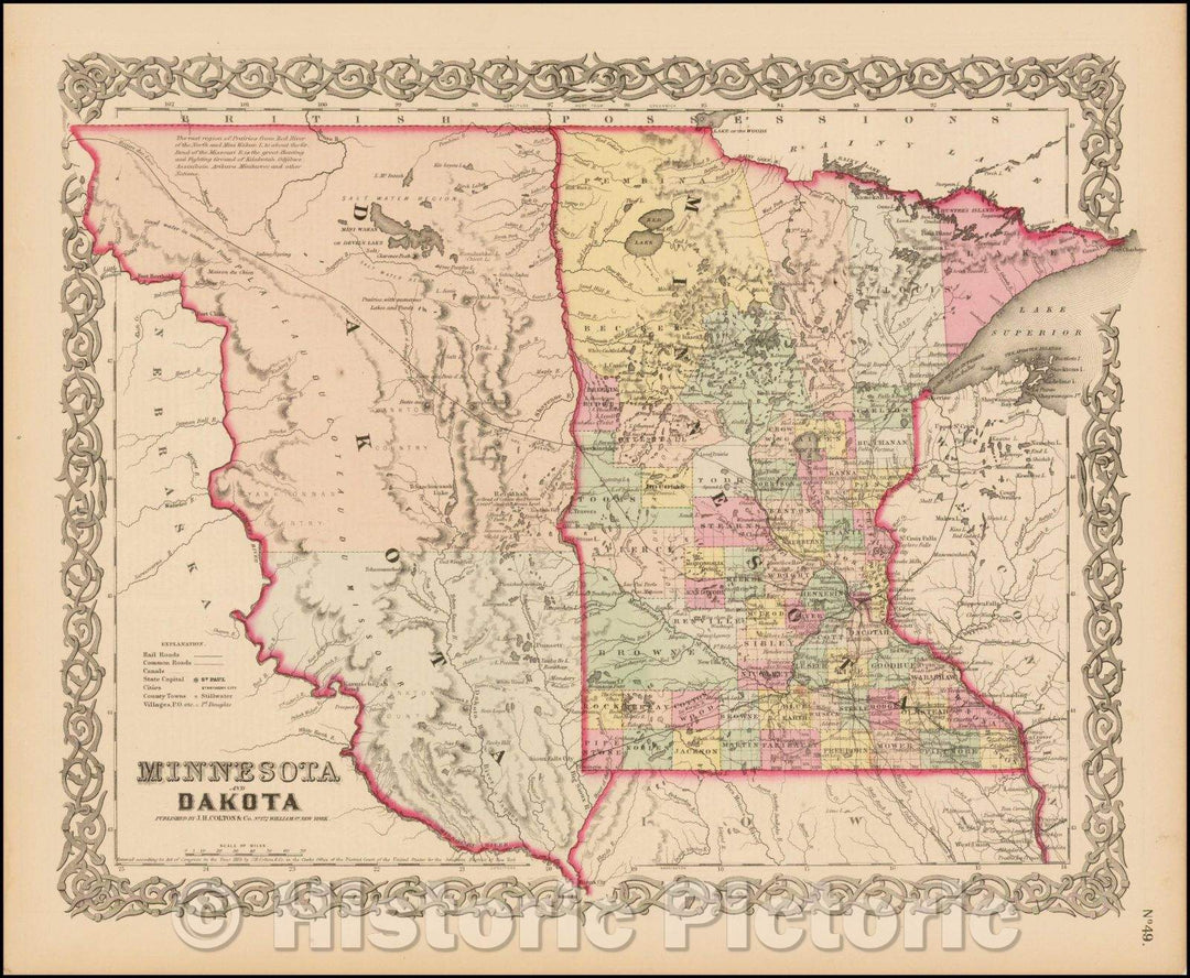 Historic Map - Minnesota and Dakota, 1855, Joseph Hutchins Colton v2