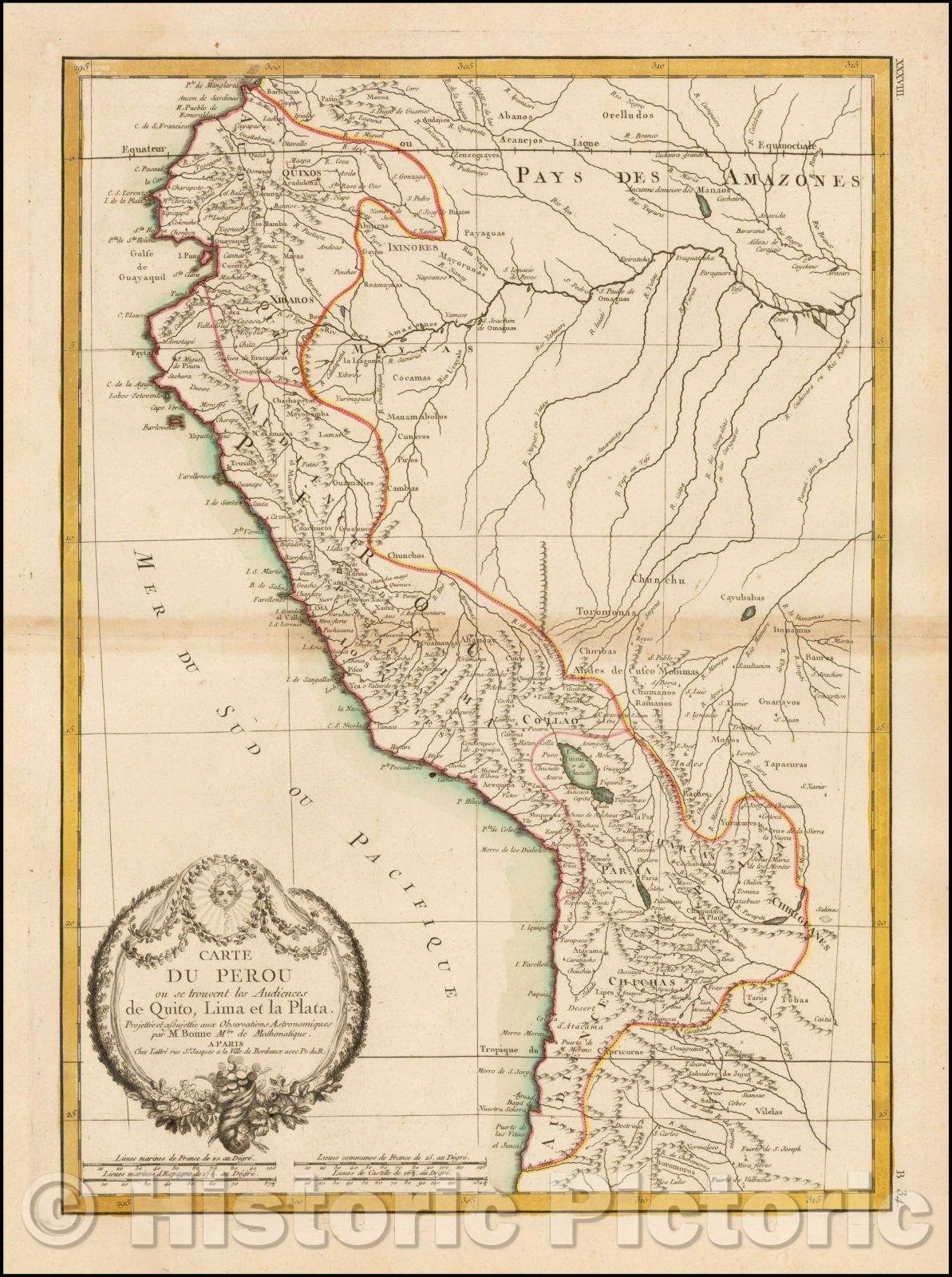 Historic Map - Carte Du Perou ou se trouvent les Audiences de Quito, Lima et la Plata / 18th Century Map of the western portion of South America, 1772 - Vintage Wall Art