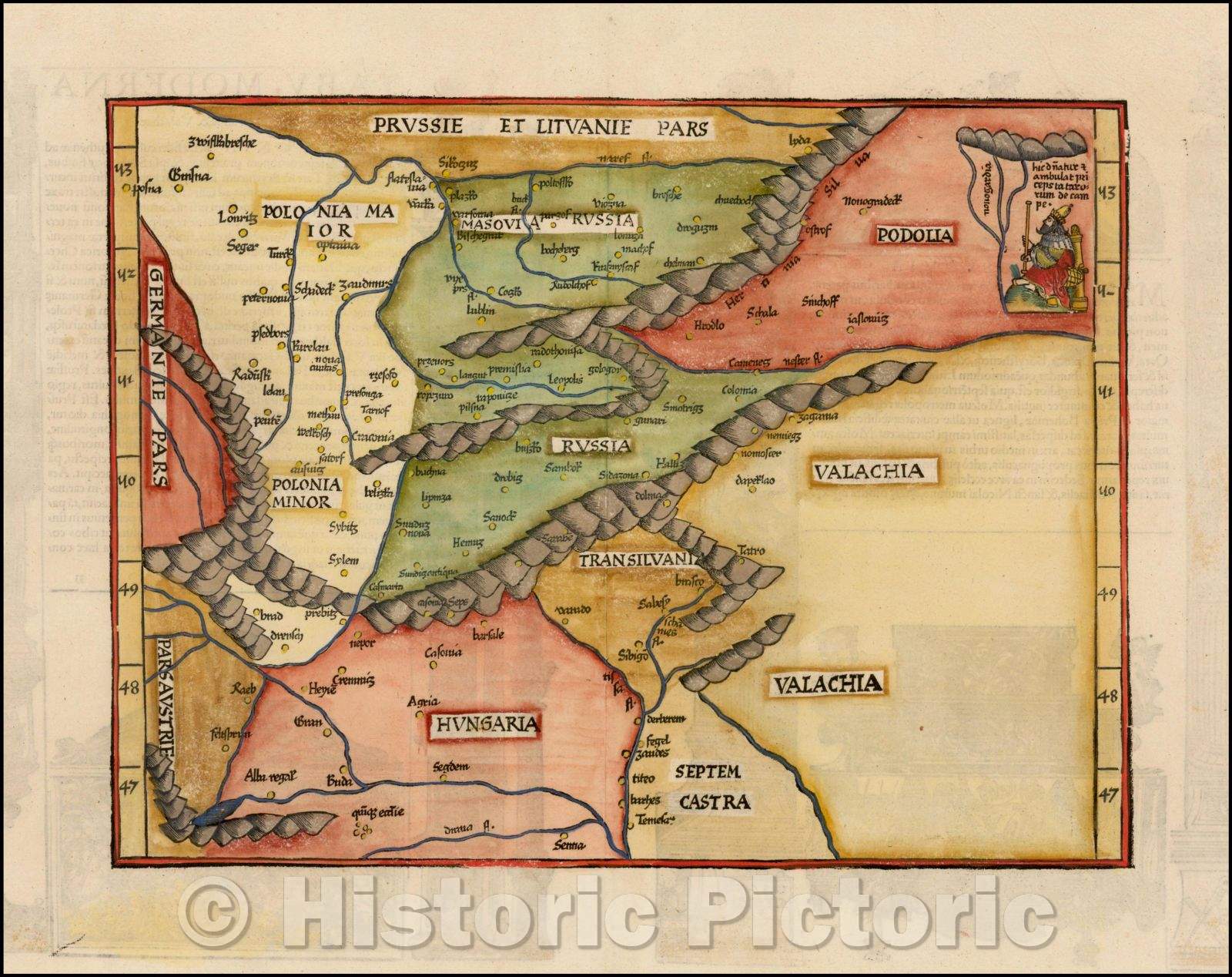 Historic Map - Map of Poland, Russia & Hungary, 1535, Lorenz Fries v2