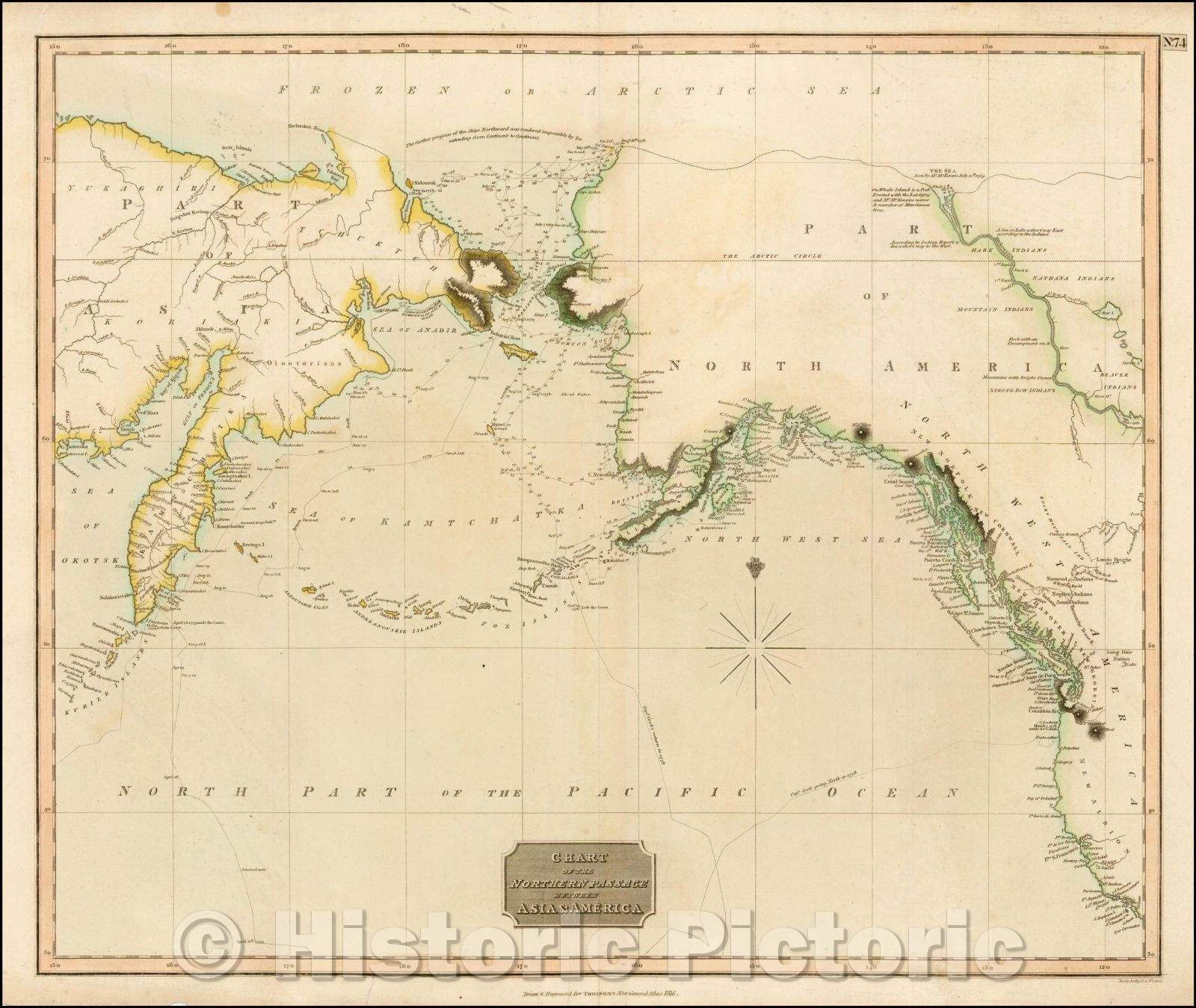 Historic Map - Chart of the Northern Passage Between Asia & America, 1816, John Thomson v1