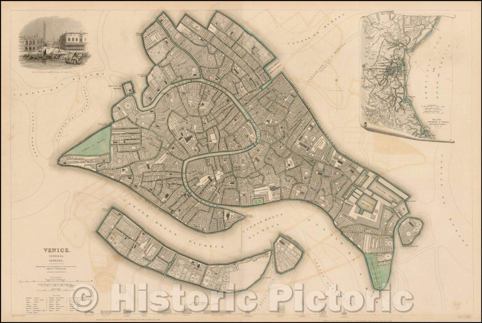 Historic Map - Venice Venezia. Venedig, 1838, SDUK v5