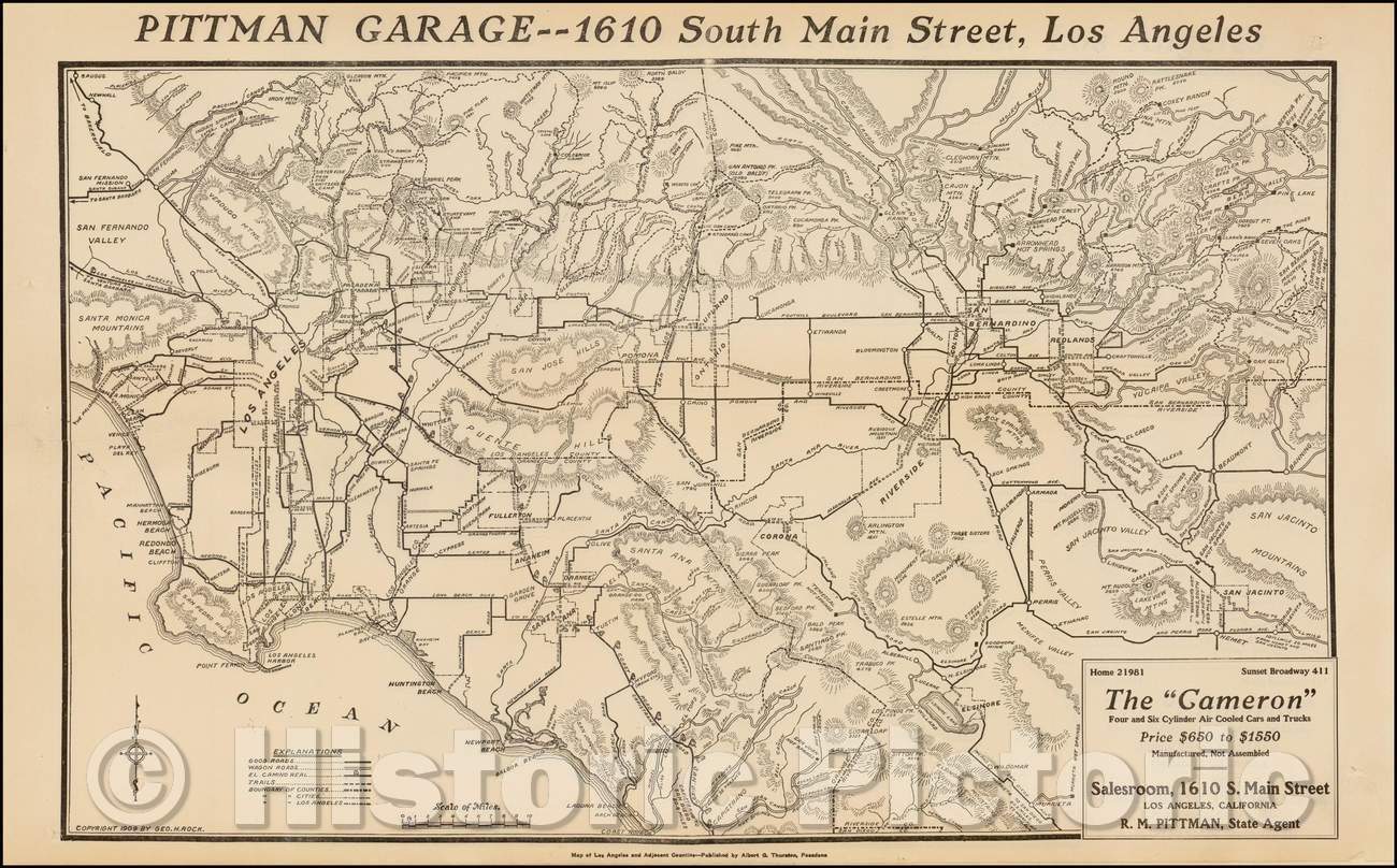 Historic Map - Map of Los Angeles and Adjacent Counties, 1909, George H. Rock v1