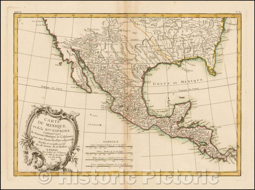 Historic Map - Carte Du Mexique ou de la Nlle. Espagne Contenant aussi le Nouveau Mexique, la Californie/United States, Mexico and Central America, 1771 - Vintage Wall Art