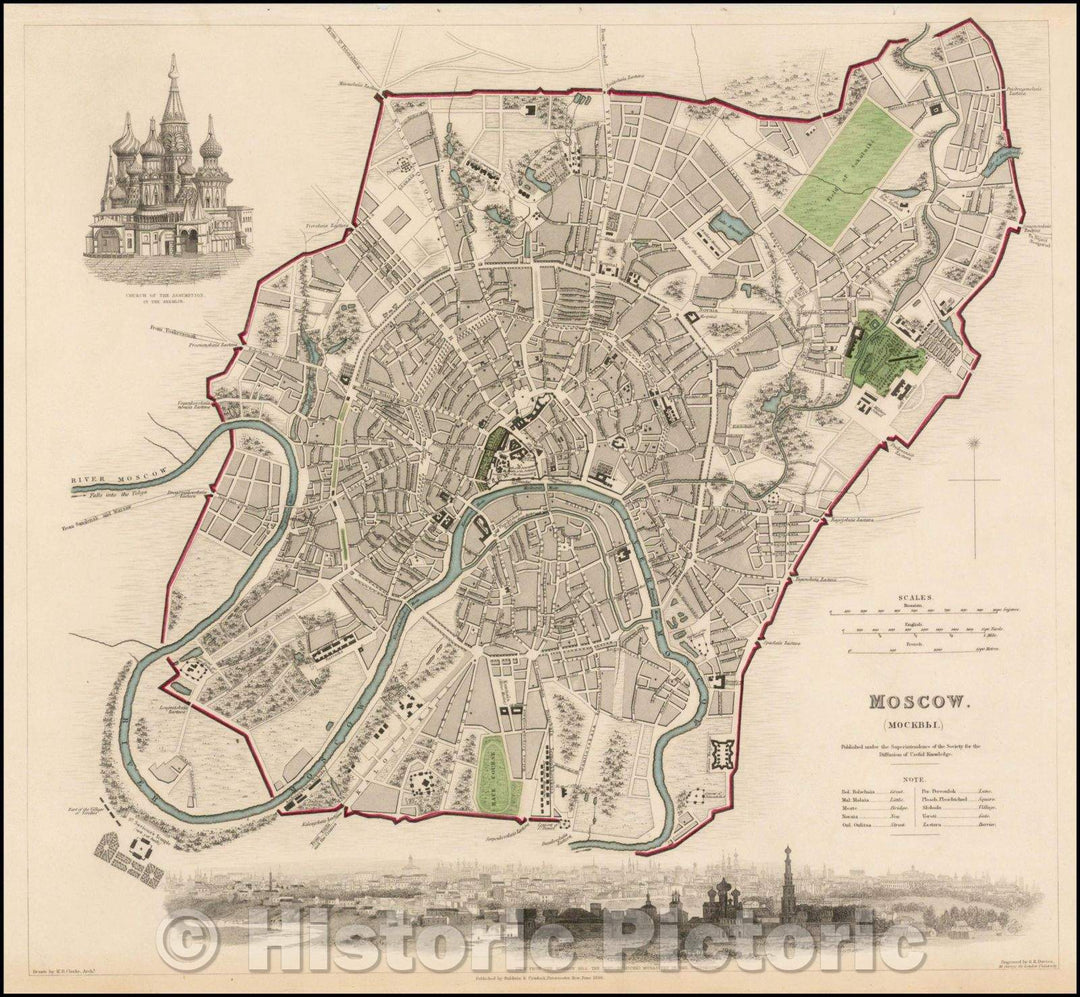 Historic Map - Moscow, Russia, 1836, SDUK v3