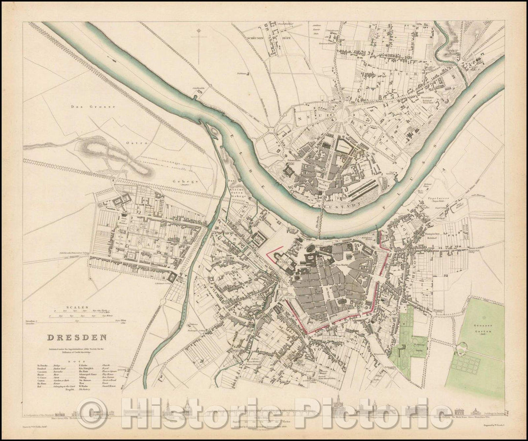 Historic Map - Dresden, Germany, 1833, SDUK v2