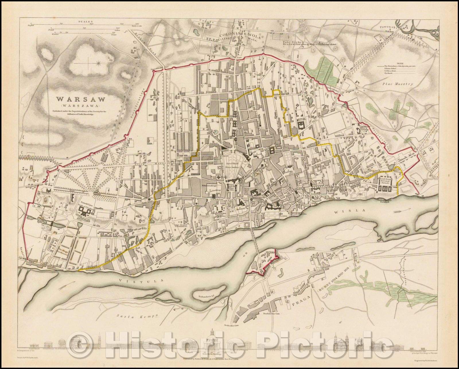 Historic Map - Warsaw Warszawa, 1831, SDUK v5