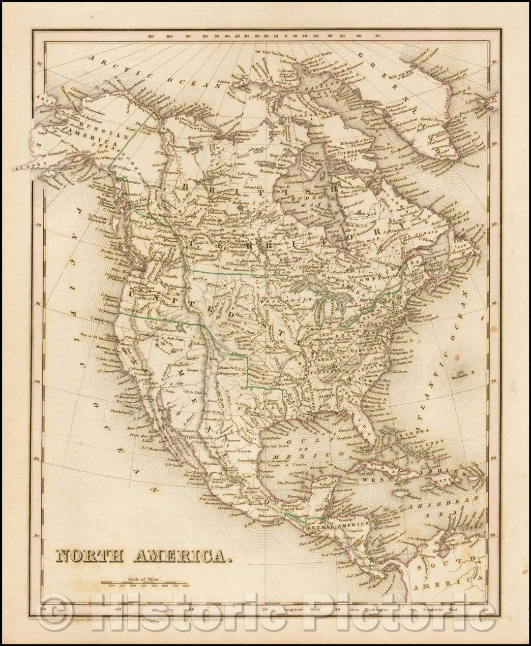 Historic Map - North America [Republic of Texas!], 1841, Thomas Gamaliel Bradford - Vintage Wall Art