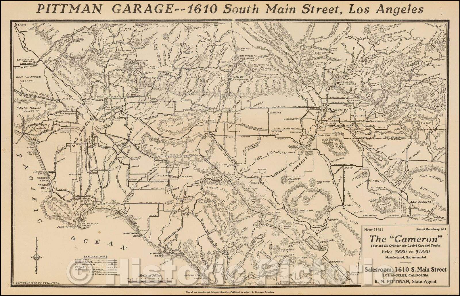 Historic Map - Map of Los Angeles and Adjacent Counties, 1909, George H. Rock v2