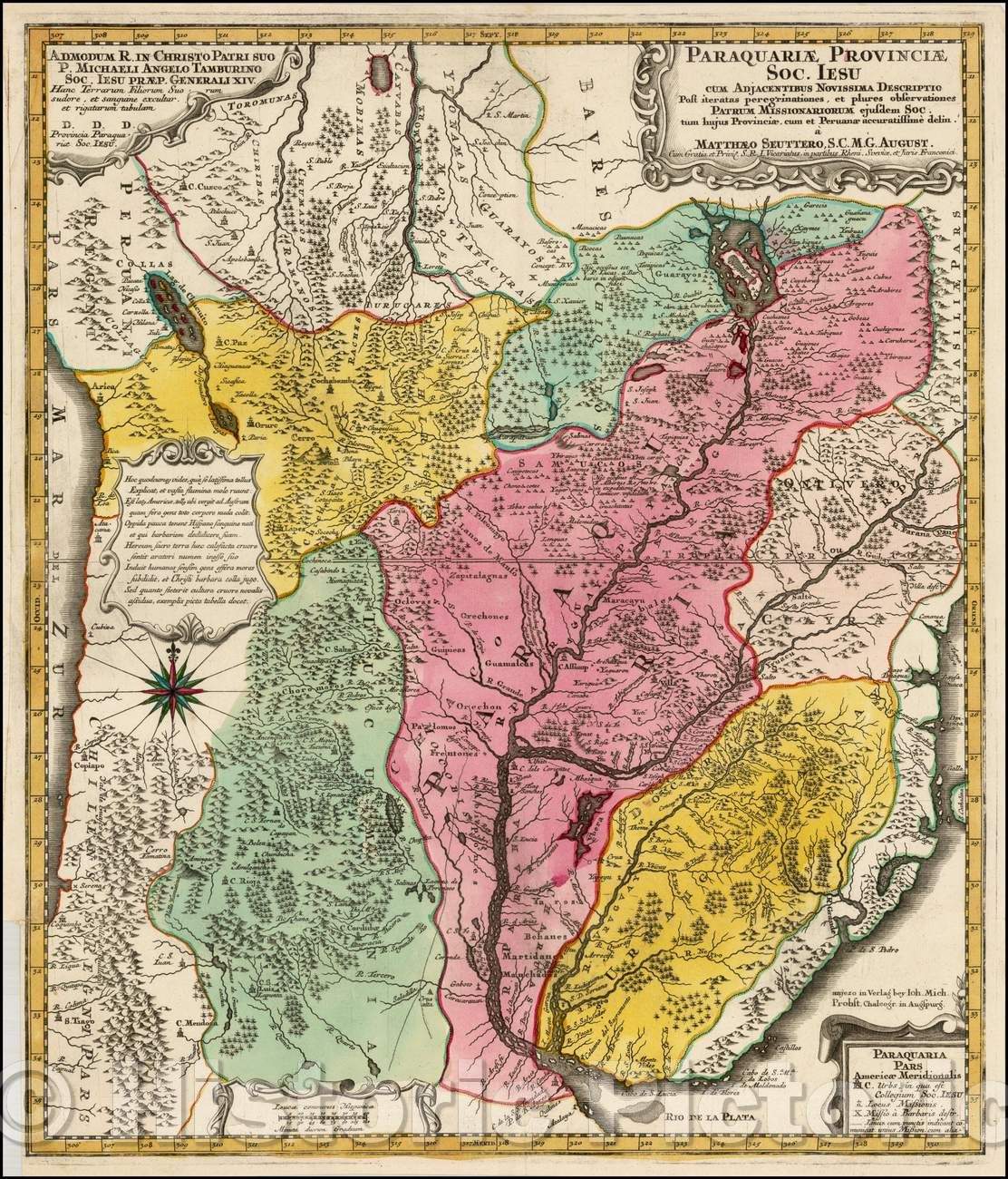 Historic Map - Paraquariae Provinciae Soc. Iesu Cum Adiacentibus Novissima Descriptio Post iteratas peregrinationes :: Jesuit Provinces,Peru, Lake Chucuito, 1750 - Vintage Wall Art