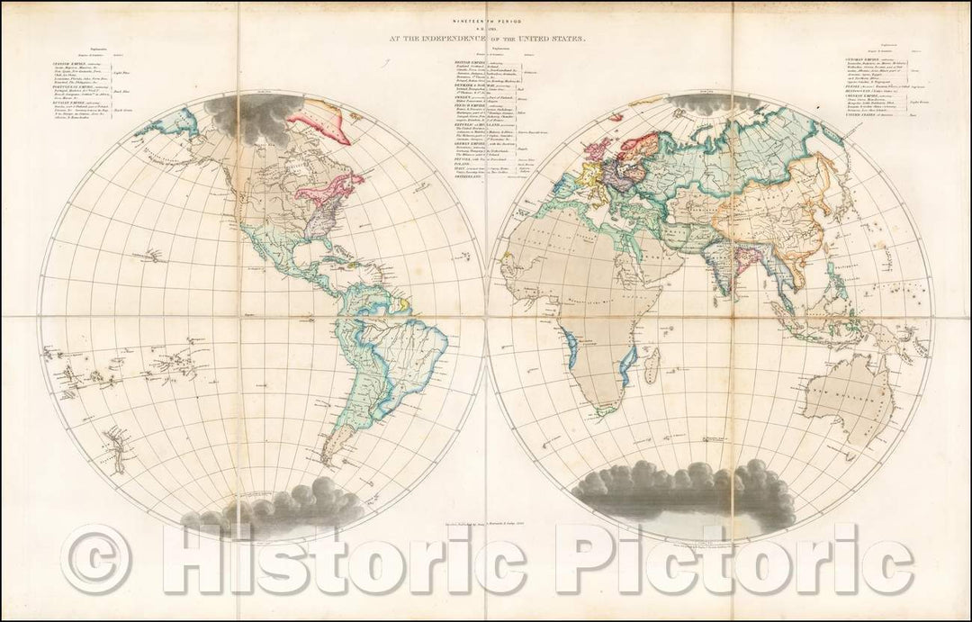 Historic Map - World A.D, At The Independence of the United States, 1846, Edward Quin - Vintage Wall Art