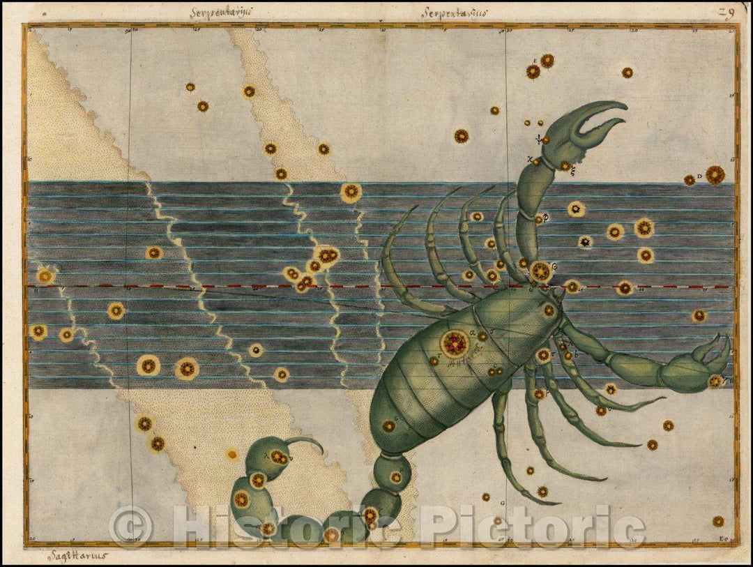 Historic Map - Scorpio with manuscript annotations, 1624, Johann Bayer - Vintage Wall Art