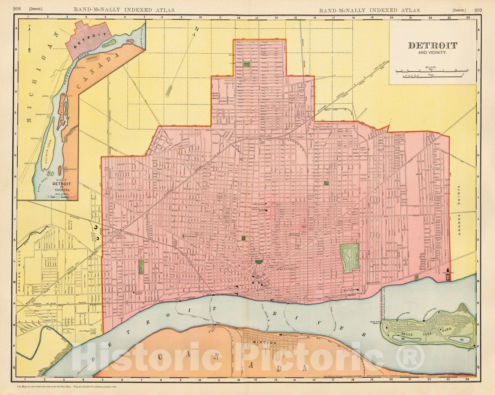 Historic Map - Detroit and Vicinity, 1910, Rand McNally & Company v1