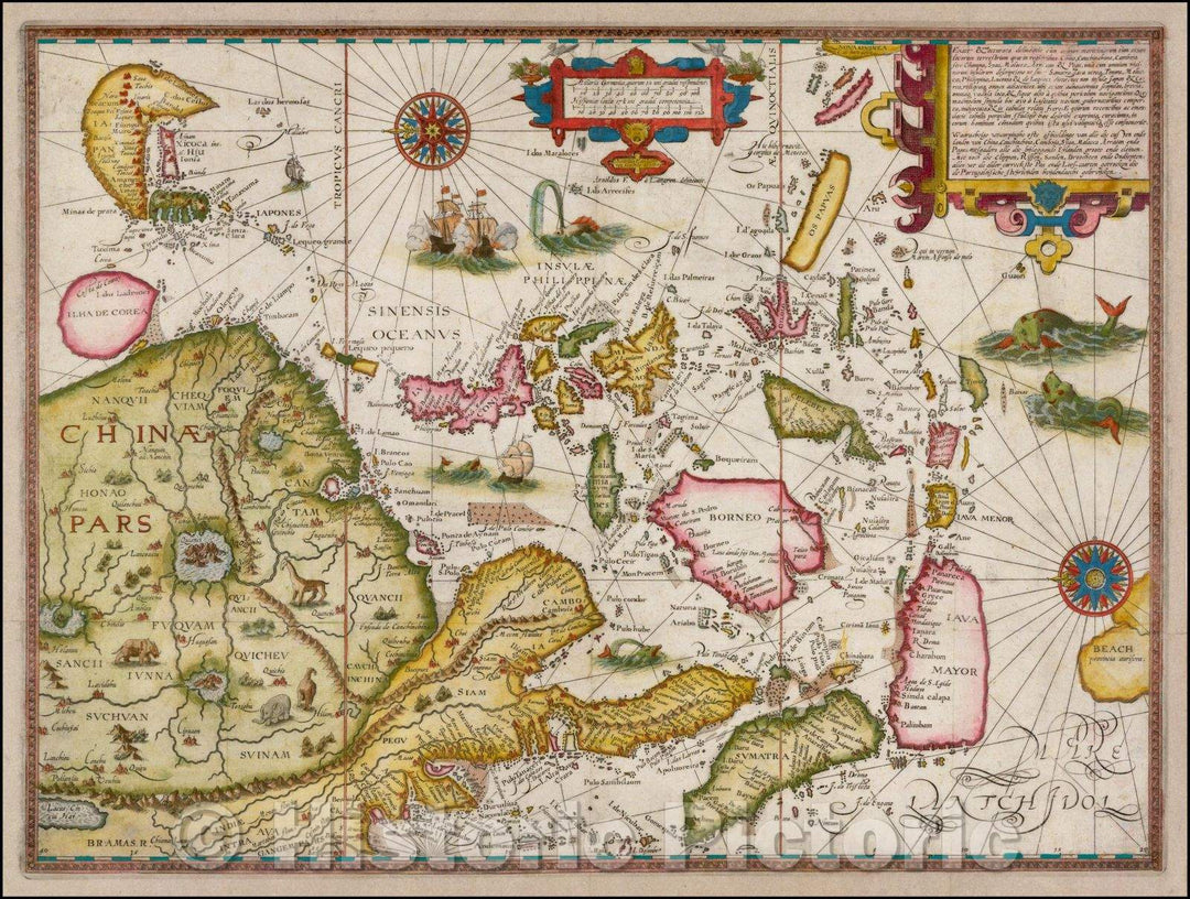 Historic Map - Exacta & Accurata Delineatio cum Orarum Maritimarum tum etjam locorum terrestrium quae in Regionibus China, Cauchinchina, Camboja sive Champa, 1596 v3