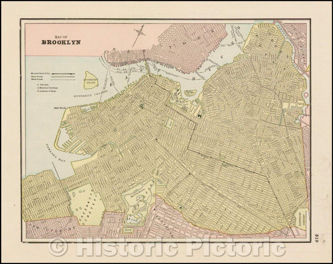 Historic Map - Map of Brooklyn, 1892, George F. Cram v3