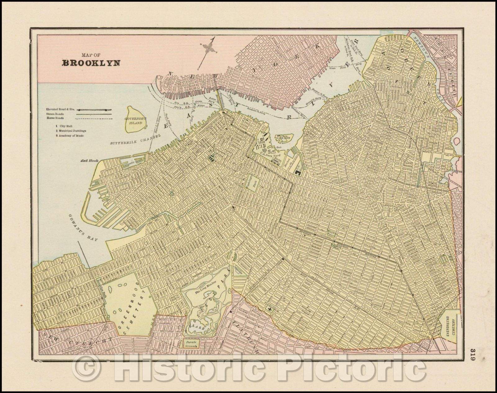 Historic Map - Map of Brooklyn, 1892, George F. Cram v3