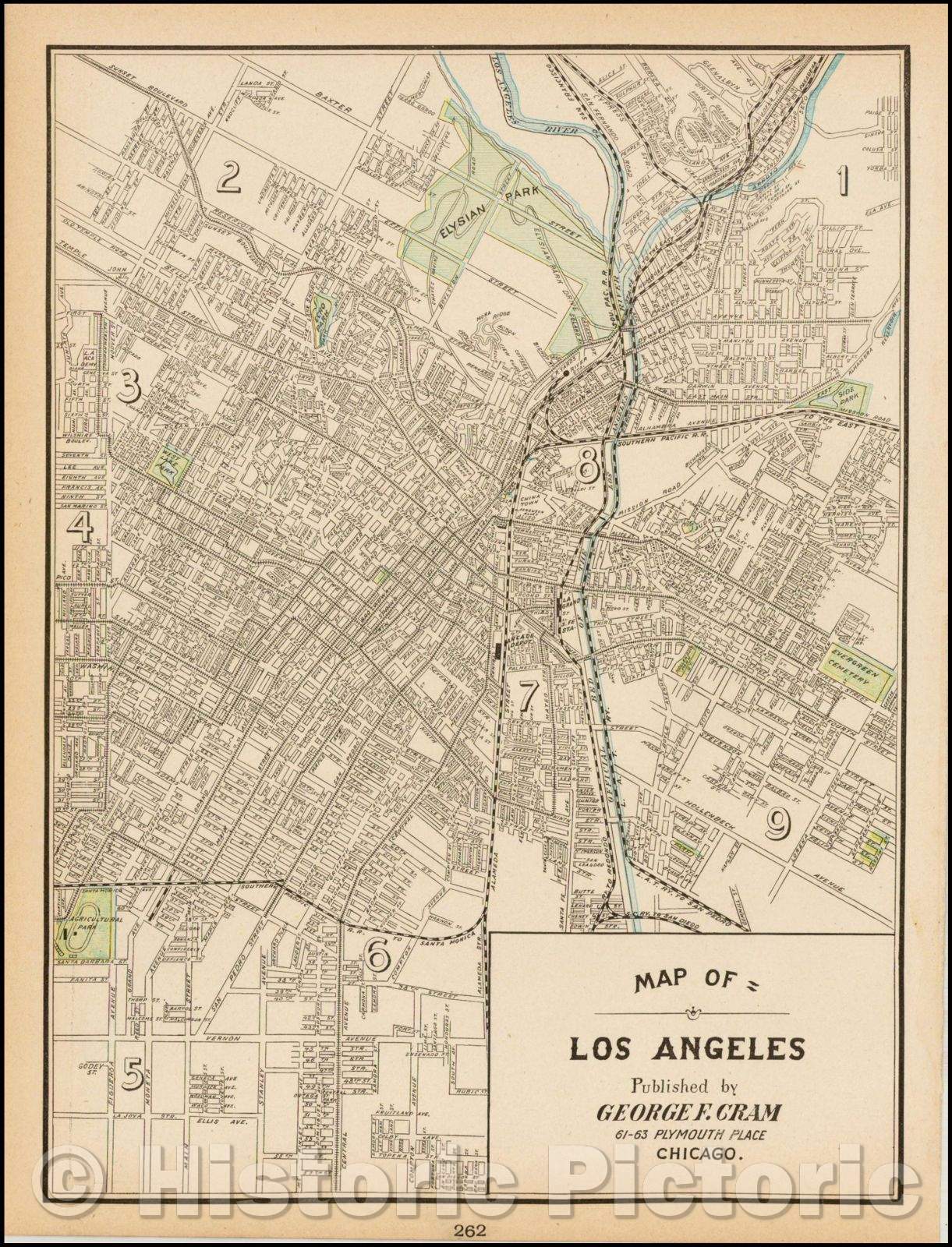 Historic Map - Map of Los Angeles, 1899, George F. Cram v6