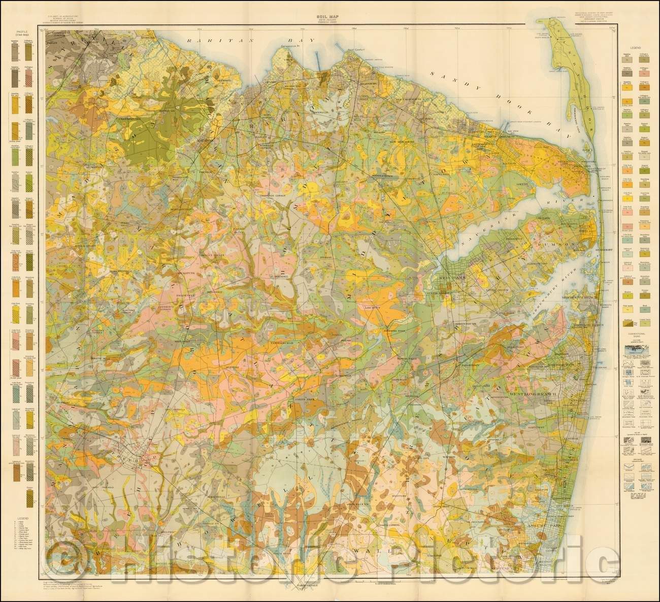 Historic Map - Soil Map New Jersey Freehold Sheet, 1913, Geological Survey of New Jersey - Vintage Wall Art