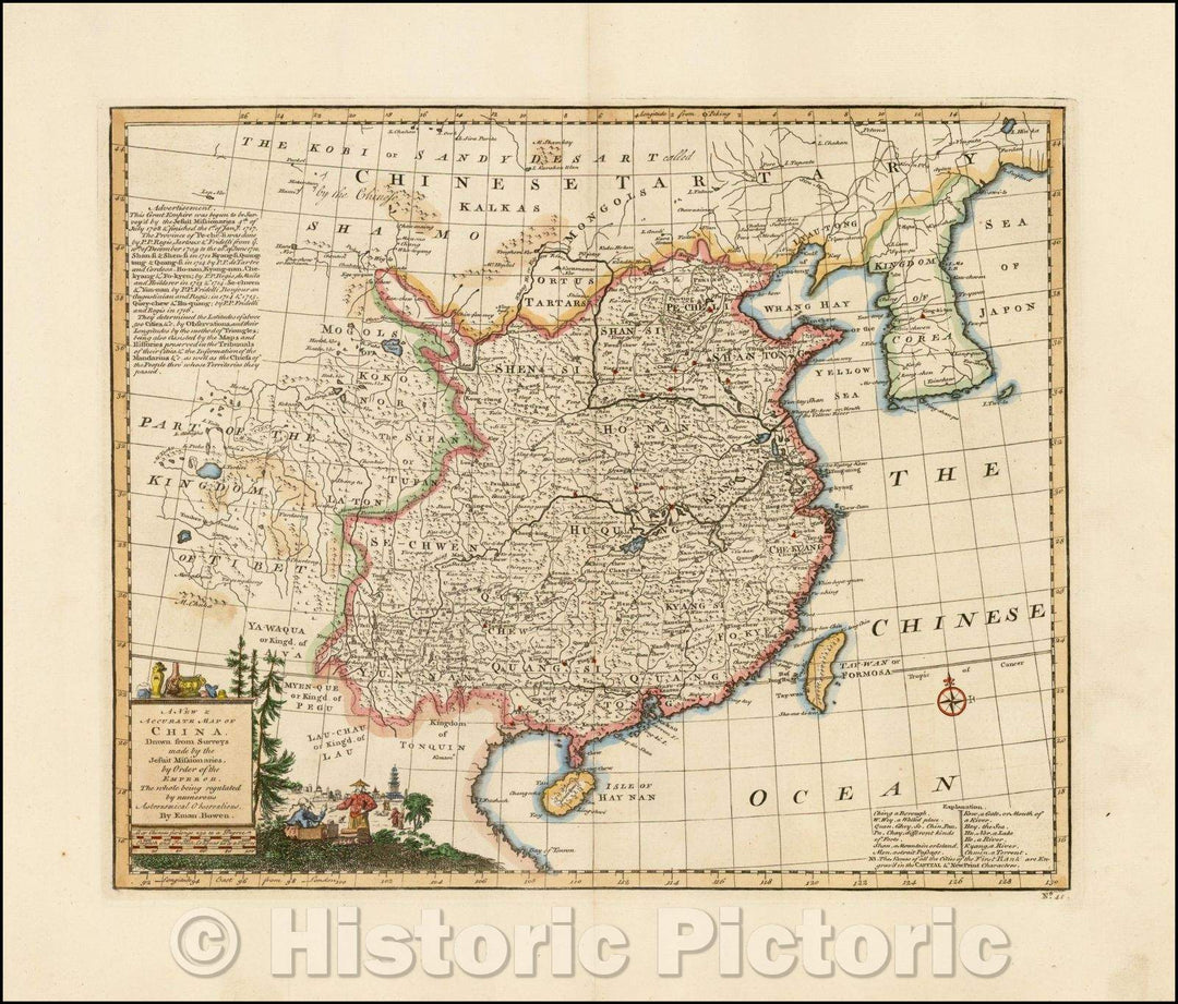 Historic Map - A New & Accurate Map of China, 1744, Emanuel Bowen v2