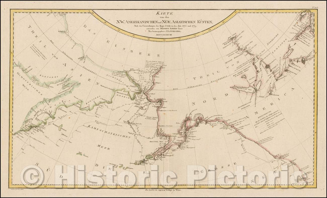 Historic Map - Karte von den N.W. Amerikanischen und N.Oe. Asiatischen Kusten, nach den U :: N. W. American and n.?. Asian coasts, according to the investiga, 1788 - Vintage Wall Art