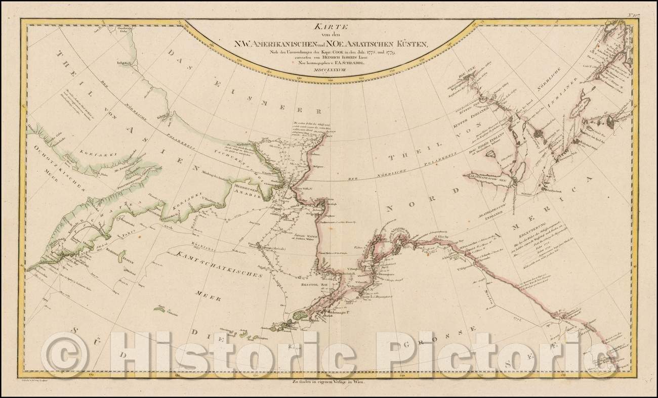 Historic Map - Karte von den N.W. Amerikanischen und N.Oe. Asiatischen Kusten, nach den U :: N. W. American and n.?. Asian coasts, according to the investiga, 1788 - Vintage Wall Art