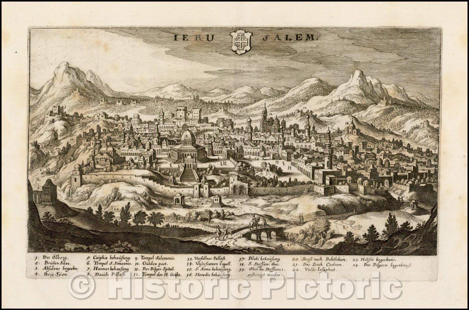 Historic Map - Jerusalem, 1638, Matheus Merian v2