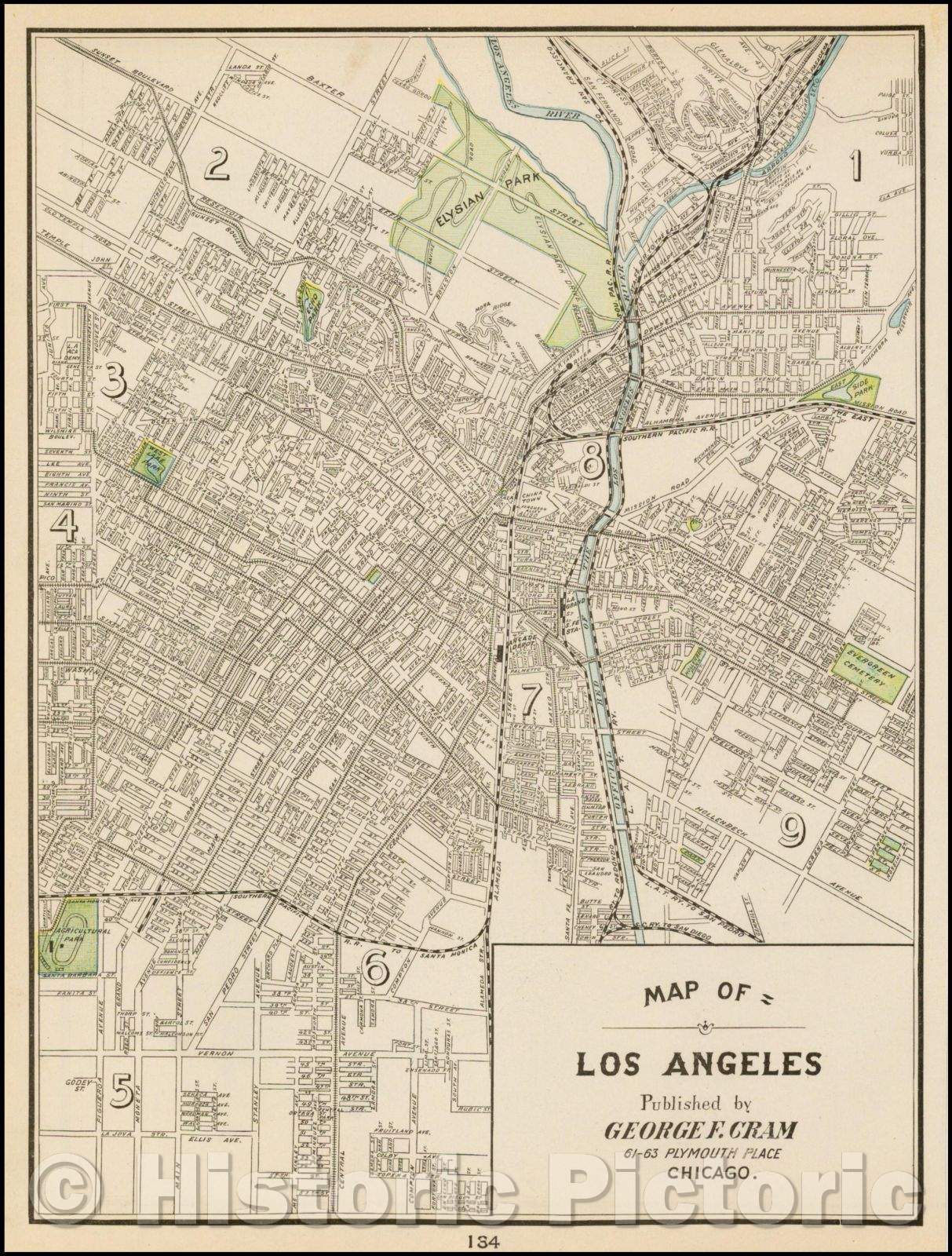 Historic Map - Map of Los Angeles, 1899, George F. Cram v7