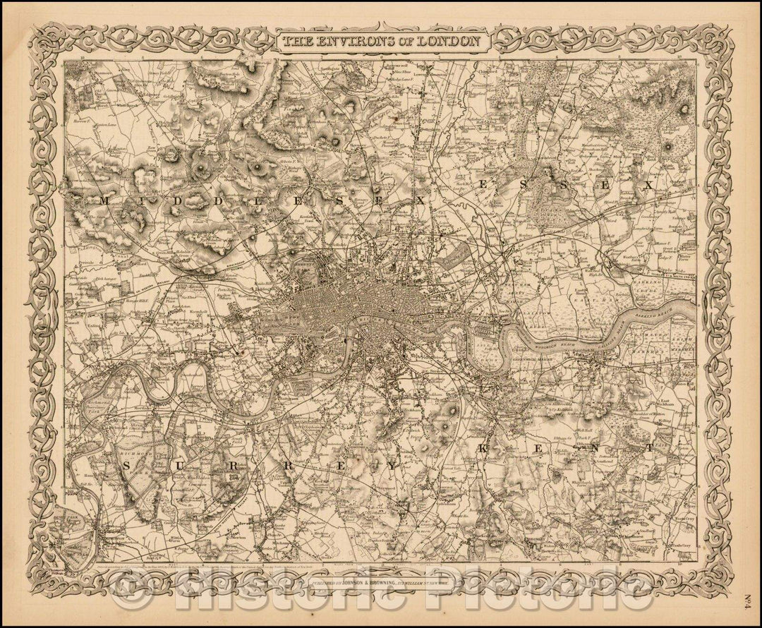 Historic Map - The Environs of London, 1859, Joseph Hutchins Colton v2